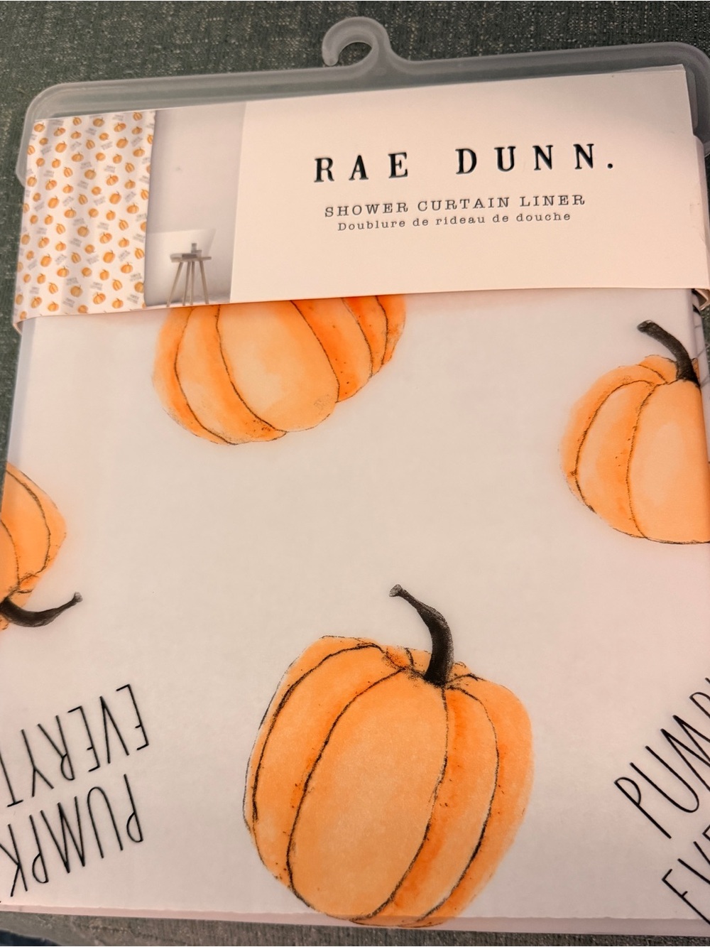 Rae Dunn Pumpkin Everything Orange Shower Curtain Fall Halloween